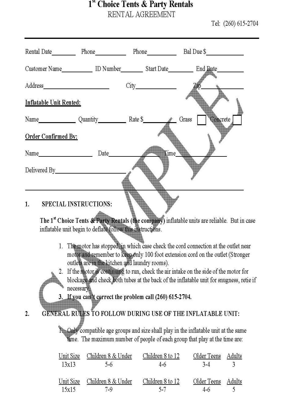 Rental Agreement Picture Page 1